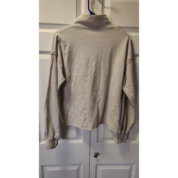 Hem & Thread Beige Large Half Button Long Sleeve Pullover - Picture 2 of 5